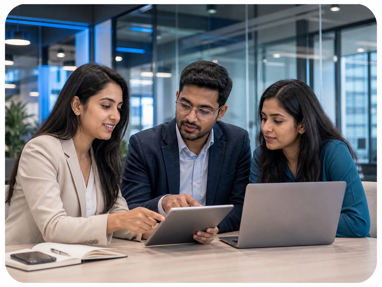 A team discussing workforce plans together